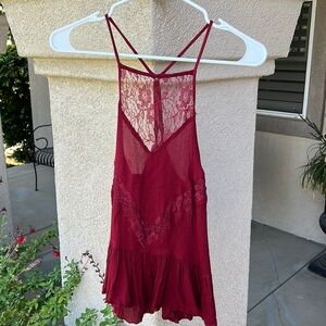 Hollister red lacy top